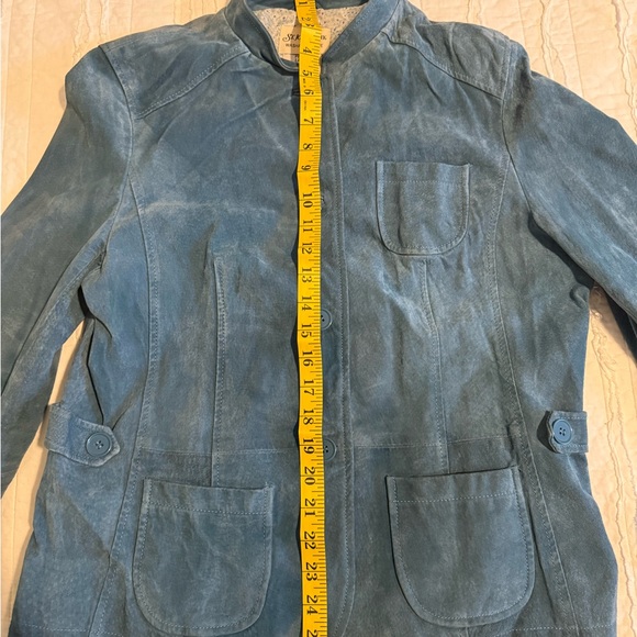 Vintage Blue Suede Leather Jacket - Picture 9 of 9